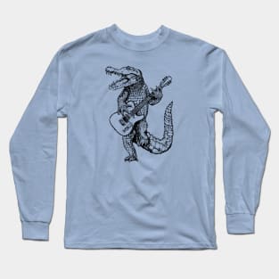 SEEMBO Alligator Playing Guitar Guitarist Musician Fun Band Long Sleeve T-Shirt